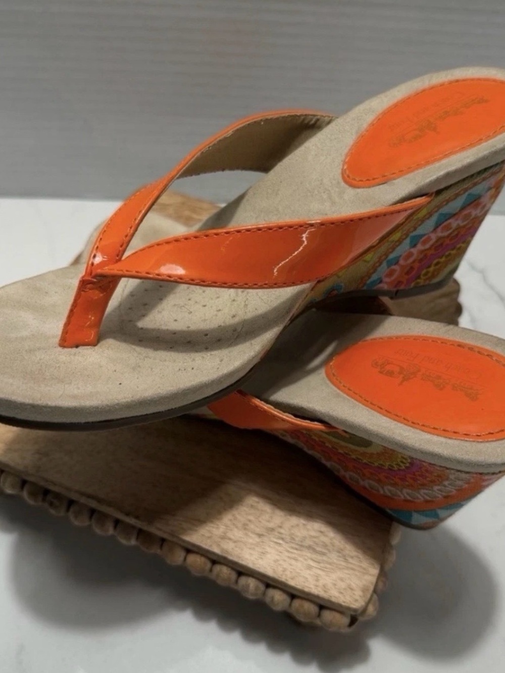 Coach and Four Vibrant Orange Sandals Boho Hippie Summer Festival Size 6